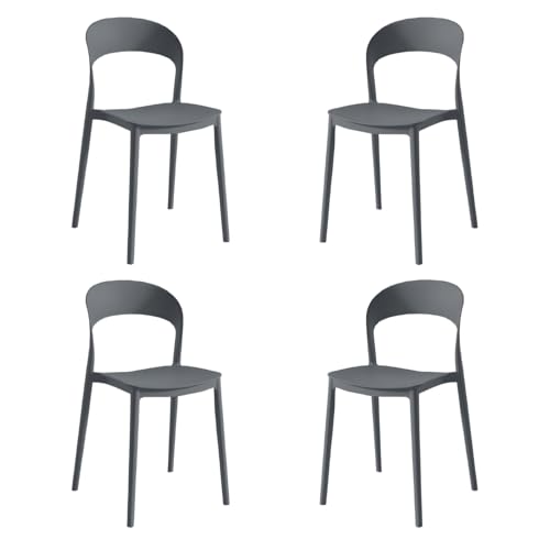 eacommerce | Sedia impilabile da cucina | Polipropilene 40x39x78 cm | Leggera, facile da pulire, design ergonomico | Adatta per interni ed esterni, resistente e versatile (Set 4 Sedie, Antracite)