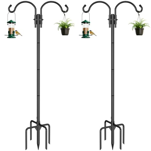 Image of GOFORWILD 2 Pack Adjustable 76inch Double Shepherds Hook for Outdoor