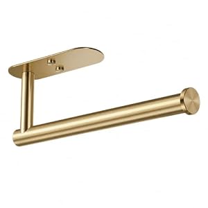 VAEHOLD Adhesive Paper Towel Holder Under Cabinet Wall Mount for Kitchen, Paper Towel Roll Holder Stick to Wall, Stainless Steel (Gold)