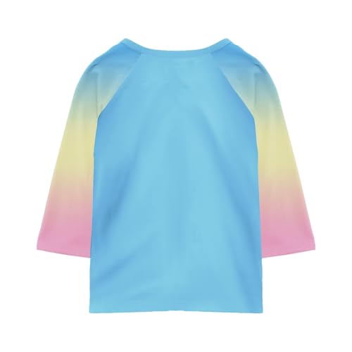 Girls Shirts Raglan 3/4 Sleeve Cute Summer Tops for Teens Flowy Crewneck Hawaiian Shirt Color Block Clothes 3-14 Years3