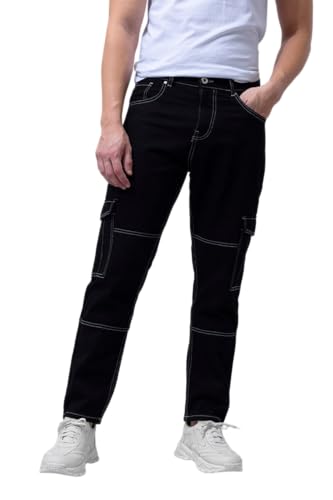 Image of SNITCH Men Mid Rise Heft Cargo Baggy Jeans