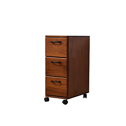 Cómoda de madera de paulownia con diseño multicapa y ruedas universales, ideal para sala de estar, esquina pequeña, color nogal, 20 x 42 x 62 cm
