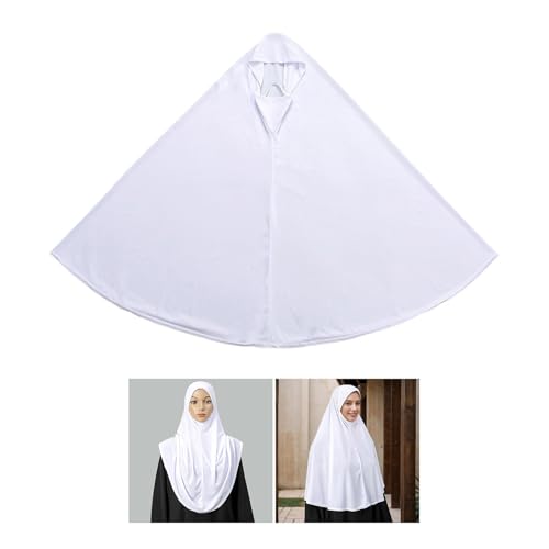 Muslims High Stretch Hijab Head Scarf Solid Color White Half Body Covers Islamics Ramadans Women Prayer Dress Headwrap2