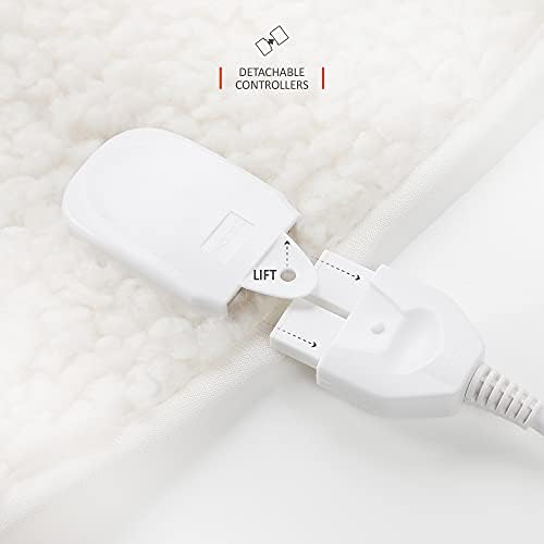 WÄRMER Luxury Electric Heated Blanket - Fully Fitted Double - Fleece Material - Dual Controllers - Body and Feet Zone Settings - 12-Hour Timer and 9 Heat Settings