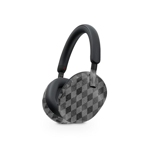 Image of MightySkins Glossy Glitter Skin Compatible with Sony WH-1000XM5 Headphones - Black Argyle | Protective, Durable High-Gloss Glitter Finish | Easy to Apply