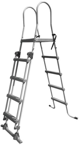 Heavy-Duty Pool Ladder for Various Outdoor Pools, 300-lb Capacity, with Removable Anti-Slip Steps and Corrosion-Resistant Steel Frame - Easy Snap-Lock Design (Fit .30in)