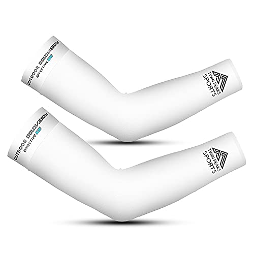TWIN PEAKS SPORTS Poignées de compression PRO pour le sport en plein air, manchons de compression pour vélo, manches de compression pour rumning, Blanches, manchette basket manchon errea Cover