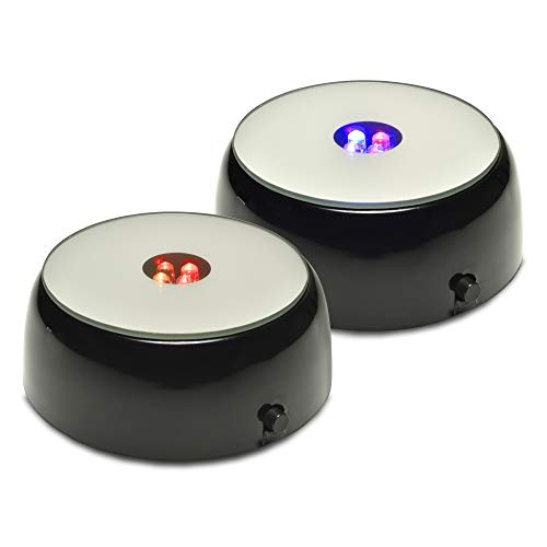 Santa Cruz Mirror Top 4 LED Round Color Changing Stand Base for Crystals/Glass Art (Pack of 2)