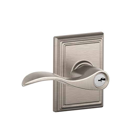 Image of SCHLAGE Accent Lever with Addison Trim Keyed Entry Lock in Satin Nickel - F51A ACC 619 ADD