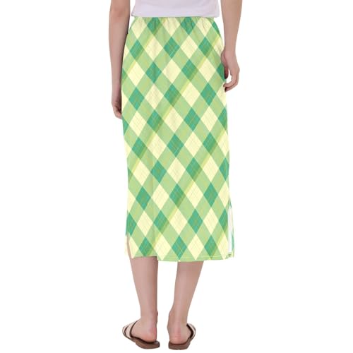 Women Beachy High Waisted Midi Skirts for Women Below Knee Beach Double Split Skirt3