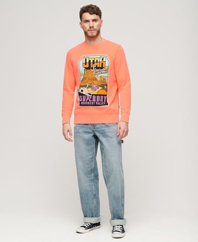 Superdry Neon Travel Loose Sweatshirt M2013578A Sunblast Orange Taille XL, Orange (Sunblast Orange), XL