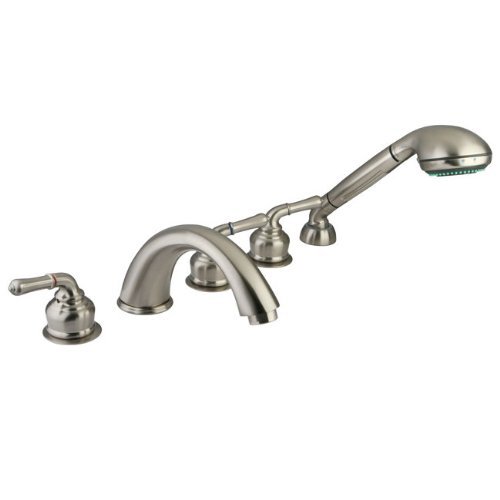 Kingston Brass KS3685MHS Magellan Roman Tub Filler Set with Massage Hand Shower, 5-Piece, Satin Nickel by Kingston Brass