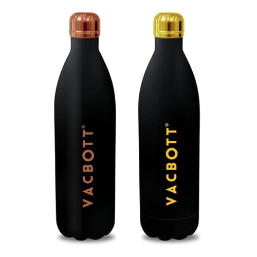 Image of Clay Craft Vacbott Stark Velvet Double Walled|18 Hours Hot and 24 Hours| Cold Water Bottle Vacuum Insulated Flask Bottle 1000 ml|2 Piece, Steel Water Bottles for School, Office, Home, Gym, Leakproof
