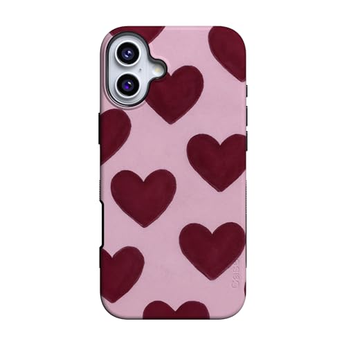 Casely iPhone 16 Plus Case | Whole Lotta Love | Plum Hearts | Bold Protective Design | MagSafe Compatible Design
