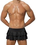 HAVBX Men's Costume Outfit Ruffled Sexy Mini Skirt Sissy Outfit Crossdressing (Black, One Size)