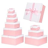 Chivertion Paquete de 6 cajas de regalo grandes con tapa y cinta, 6 tamaños, cuadradas, cajas apilables para el primer día de escuela, cumpleaños, boda, despedida de soltera, baby shower, fiesta