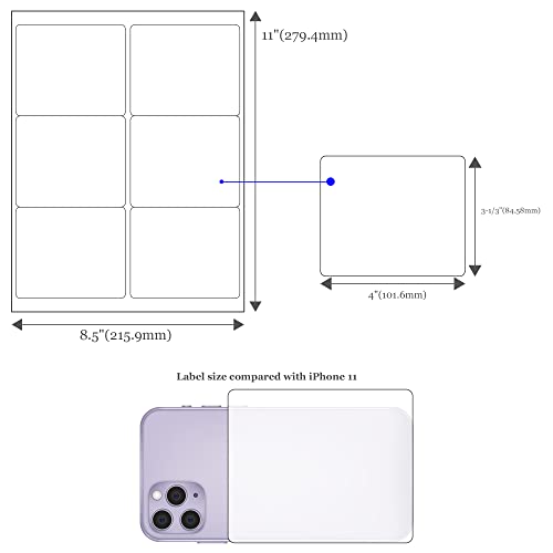 Mr-Label 4” X 3-1/3” Waterproof Matte White Wine Label - For Inkjet & Laser Printer - For 750Ml Wine Bottle - Tear-Resistant - For Homemade Wine/Wedding (10 Sheets/Total 60 Labels) #TOP5