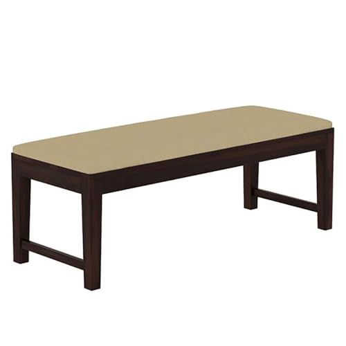 Image of Solid Sheesham Wood 6 Seater Dining Table with 4 Cushion Chairs and 1 Bench for Living Room Home Office Dining Room Wooden Furniture Dinner Table Set (Walnut Finish)