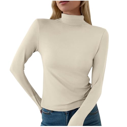 Long Sleeve Shirts for Women Turtleneck Fitted Shirt Basic Tees Lightweight Plain Tops Fashion Casual Clothes Top - image 1