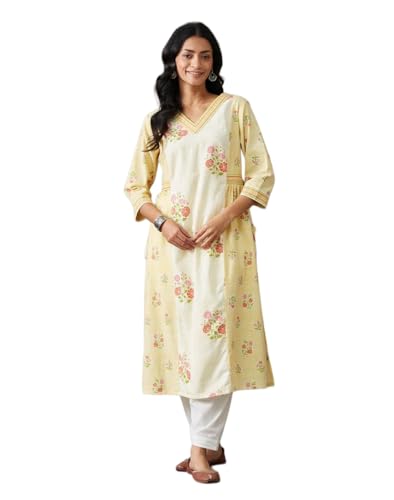 Kurta coton col V Fabnu beige solution confort contre la chaleur taille M