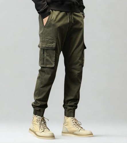 Image of L'MONTE Imported Cargo Joggers for Men | Cotton Cargo Pants for Men | Slim Fit Casual Jogger Pants | Elastic Waist Stretch Trousers