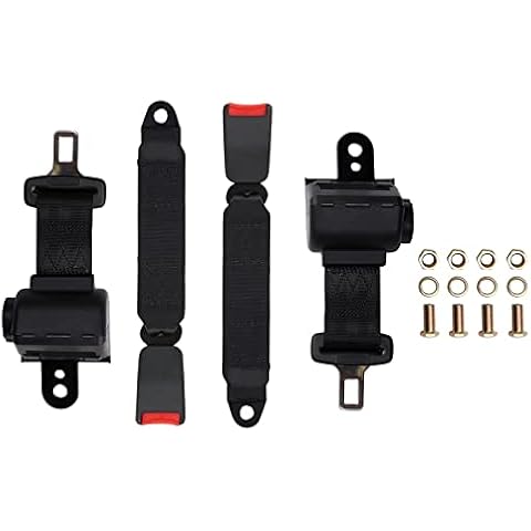 Bravokit Retractable Golf Cart Seat Belts Kit, Universal Retractable Seatbelts Fits Club Car EZGO TXT&RXV Yamaha Drive Club Car DS (Set of 2) Cover