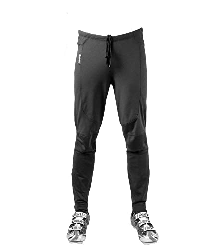 Aero Tech Men's Thermal Windstopper Tights - Softshell Pants for Cold Weather (X-Large, Black)