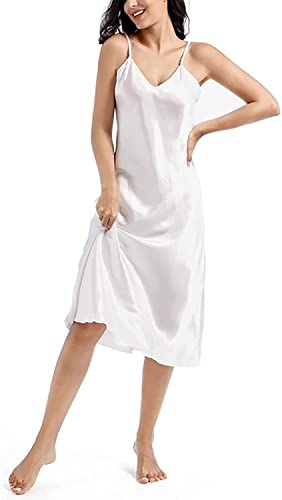 Amlztr Womens Satin Nightgown Long Slip Sleep Dress Silk V Neck Nightgowns #TOP2