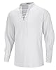 LVCBL Mens Classic Retro Lace Up Shirts Long Sleeve Medieval Viking Costume Vintage Shirt White 3XL #3