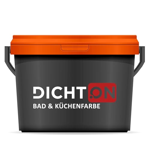 DICHTON Bad & Küchenfarbe 1l weiß mattglanz - Wandfarbe, Feuchtraumfarbe abwaschbar - Innenfarbe für Bad, Küche, Keller, Garage - hochdeckend, schimmelwidrig, desinfektionsmittelbeständig D.42W