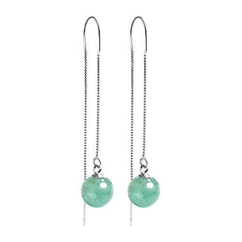 Jade Earrings For Women,Handmade Jade Earrings,Vintage 925 Sterling Silver Jade Drop Earrings For Sensitive Ears For Birthday Anniversary Back To School (U Drop Dangle Threader) #TOP1