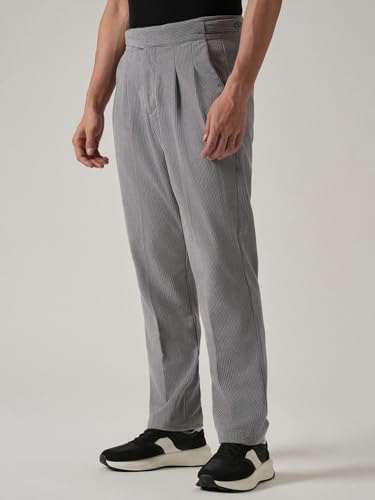 Image of Banana Club Men's Corduroy Gurkha Pants - Classic Cream Cotton Trousers with Regular Fit and Distinctive Waist Design for Casual Wear