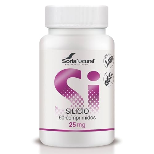 Soria Natural Silicio - MÁXIMA ABSORCIÓN - Mantenimiento de los Huesos, Piel, Pelo y Uñas – Minerales - Liberación Sostenida para mejor asimilación - 60 Comprimidos de 800 mg.