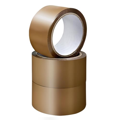 Stick Well Packaging Tape, Industrial Brown Parcel Tape 3 Rolls With Low Noise - 48mm X 66m, Secure Sticky Brown Tape For Box Packaging, Moving Boxes, Packing Tape Strong For Moving House (3 rolls)