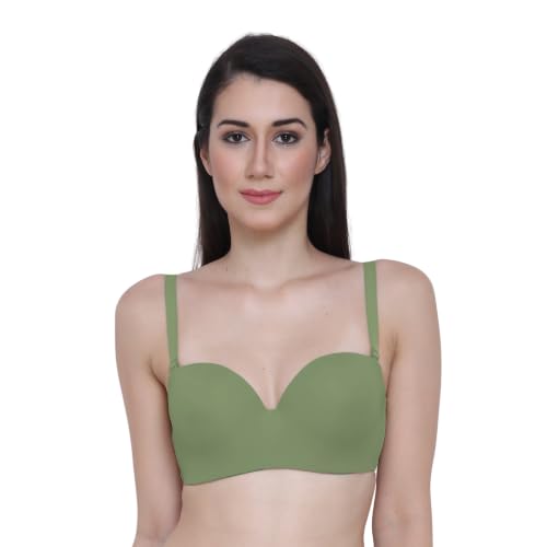 Image of GLAMORAS Women & Girls Demi Cup Bra | Nylon Spandex, Padded, Underwired Bra | Adjustable Detachable Straps, Low Coverage Demi Bra