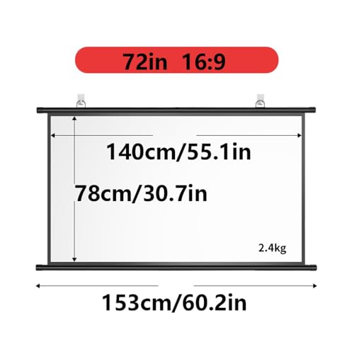 Pantalla Manual Retráctil Proyector 72" 16:9 HD miniatura 7