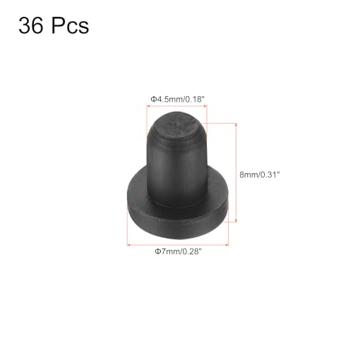 Image of uxcell High Temp Silicone Plug Mount Dia 4.5mm /0.18 inch t Shaped Rubber Stopper Hole Plugs for Powder Coating Plating Waterproof Plugs Sealing Plugs Black Pack of 36(OD 7mm)