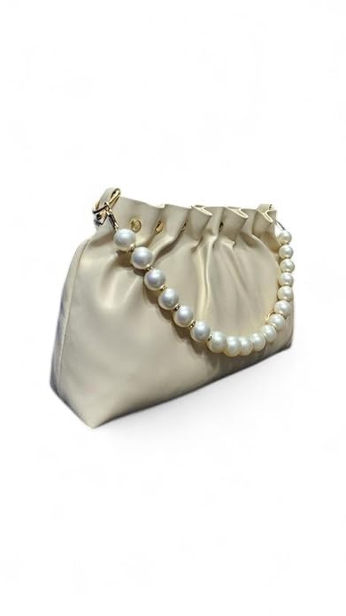blessing always Embellished Shoulder Bag, Nude Brown Leather Clutch with Detachable Strap-picture-30