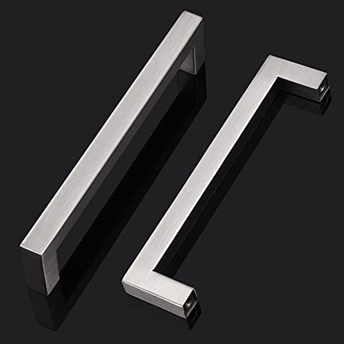 Probrico 50 Pack Satin Nickel Stainless Steel Square Bar Kitchen Cupboard Handles 5 Inch Hole