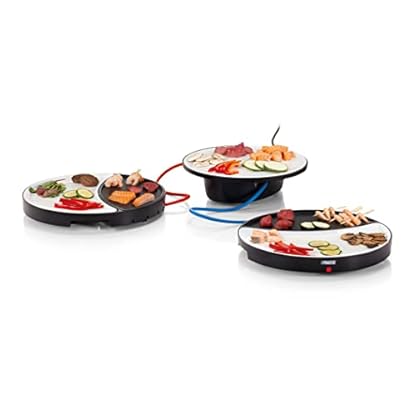 Princess Dinner4All Tischgrill für bis zu 2 Personen - abnehmbare Porzelanplatten und inklusive Holzspatel, 103082