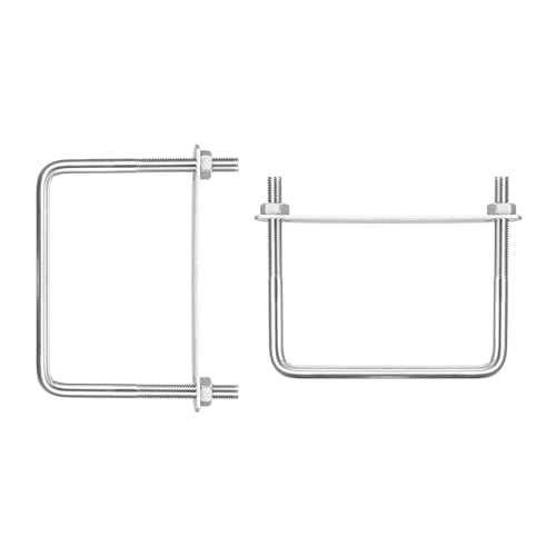 Image of DTGN M8x100x100mm(ThreadxWxL) Square U Bolt - 2Pack - Good for Trailer Pipe Replacement Parts - 304 Stainless Steel U Shape Bolts