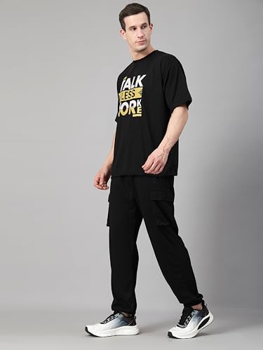 Image of CHKOKKO Men Printed Casual Summer Wear Coords Stylish Gents Cord Set Half Sleeves Co Ord Track Suit Round Neck Western Co-ord Set