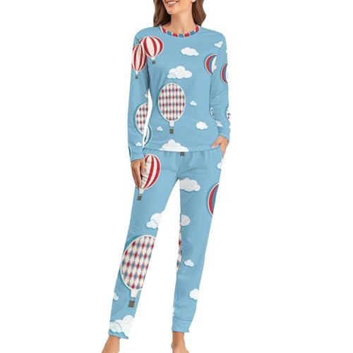 Pyjama femme cocooning ensemble t-shirt manches longues et pantalon pour nuit fraîche