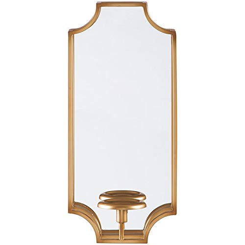 Bowery Hill Metal and Mirrored Glass Wall Sconce Candle Holder in Gold