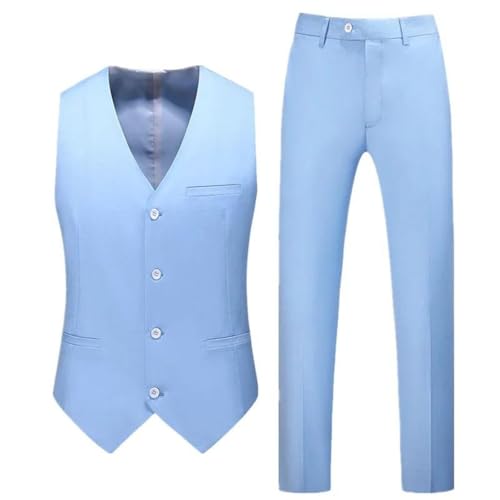 Men's Sleeveless Vest Set - Rose Gray Waistcoat | Purple Trousers China Size4