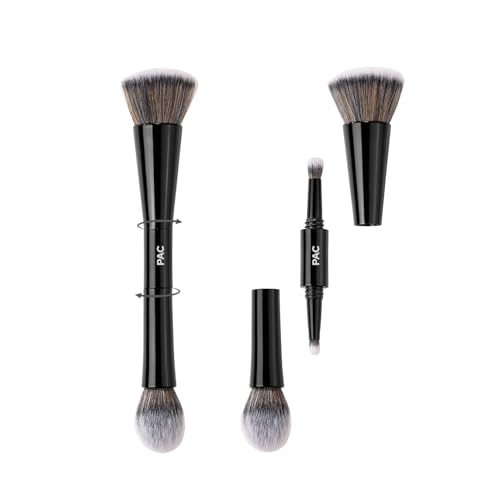 PAC All in One Makeup Brush | One foundation brush, one powder brush, and two eyeshadow brushes | Compact Portable Brush Kit