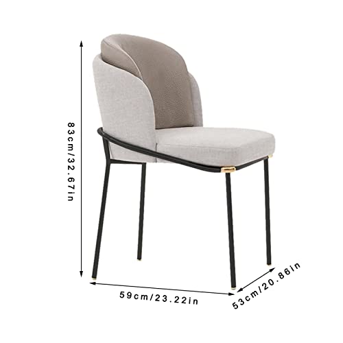 SJIALEN Modern Dining Chairs Set of 6, for Kitchen Bedroom Vanity Makeup Chair Cotton Linen Leather Household Leisure Chairs Kitchen Chair (Color : Beige+Light Grey, Size : 53x59x83cm)