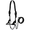 Weaver Livestock Leather Magic Show Cattle Halter, Adjustable, Modern Style Cow Calf Halter, Livestock Handling Equipment for Showing, Black