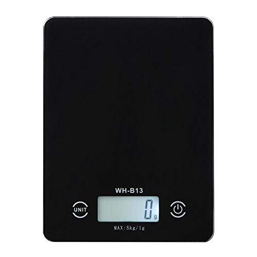 Balance de cuisine électronique en verre trempé avec rétroéclairage LCD 5 kg/1 g
