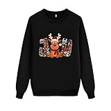 Zldhxyf Weihnachtsschlafanzug Männer Eltern-Kind-warmes Top-Hemd-Druck-Pullover-Mutter-Sweatshirt Langarm-Rundhals-Weihnachtsoberteile Overall Rot 164